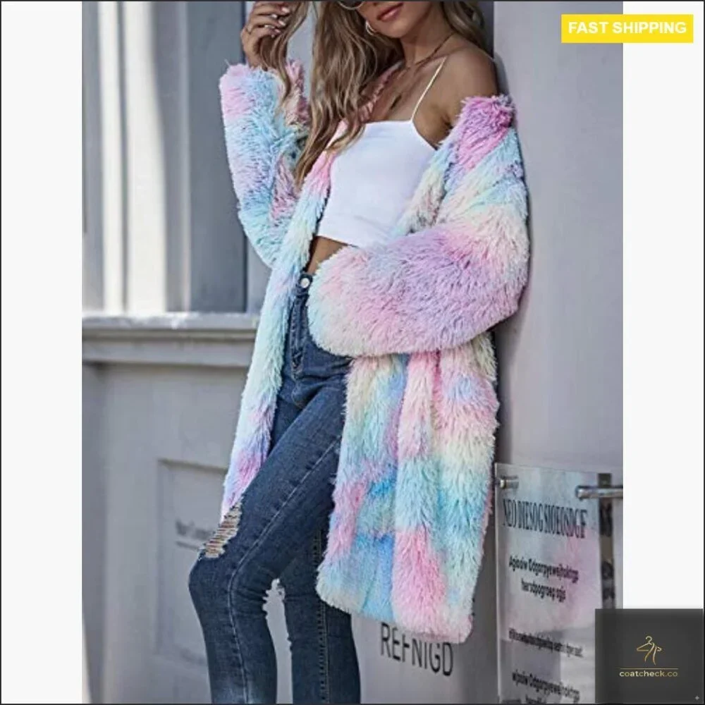 Oversized Faux Fur Teddy Cardigan Y2K Chic Cozy Long Sleeve Pullover Jacket - Picture 4 of 6